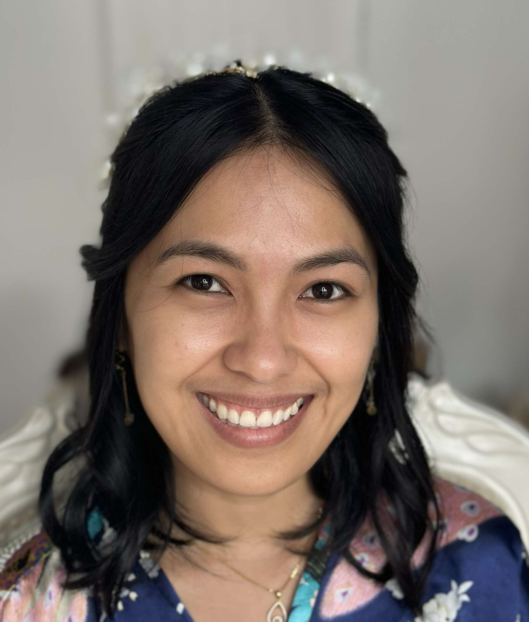 Before and after picture of a beautiful young woman getting wedding ready