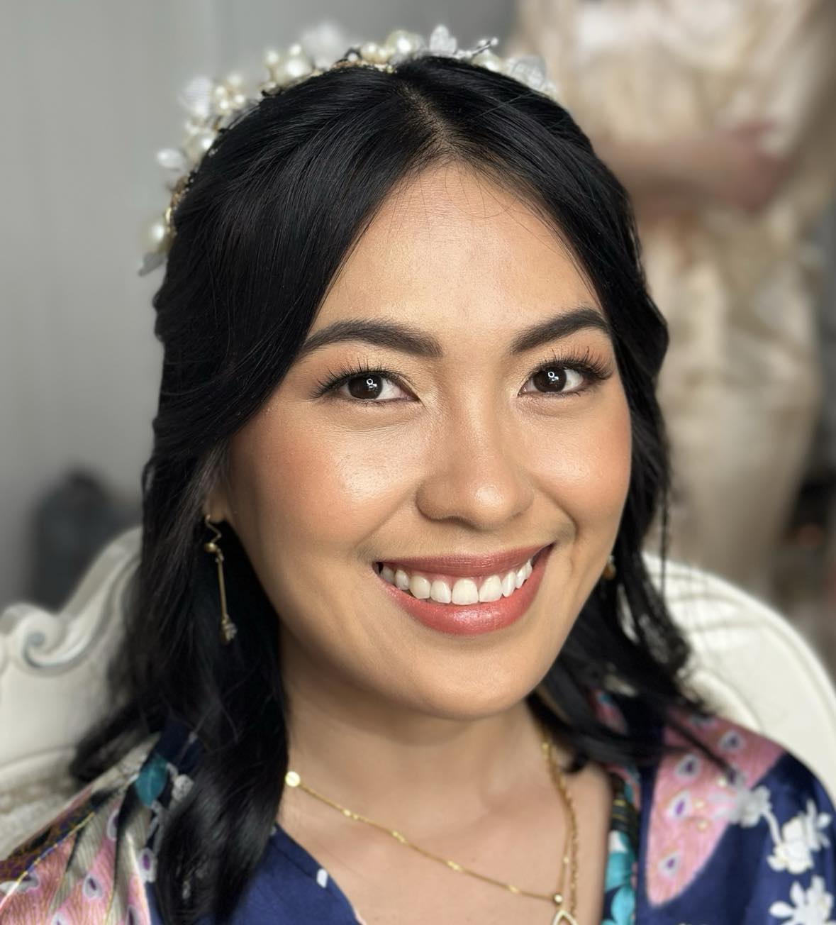 Before and after picture of a beautiful young woman getting wedding ready, she is absolutely glowing